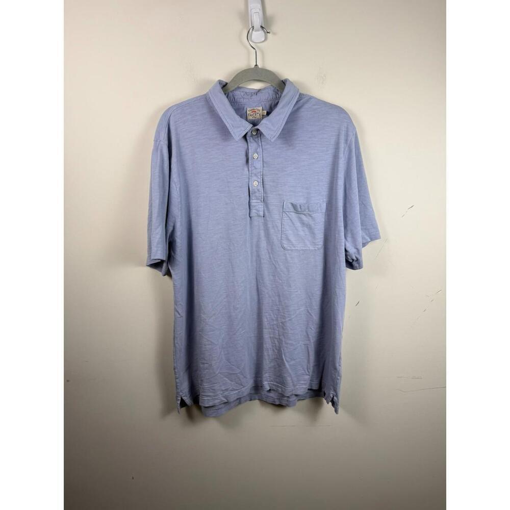 Faherty Polo Shirt Lightweight Sunwashed Organic Cotton Comfort Light Blue XL